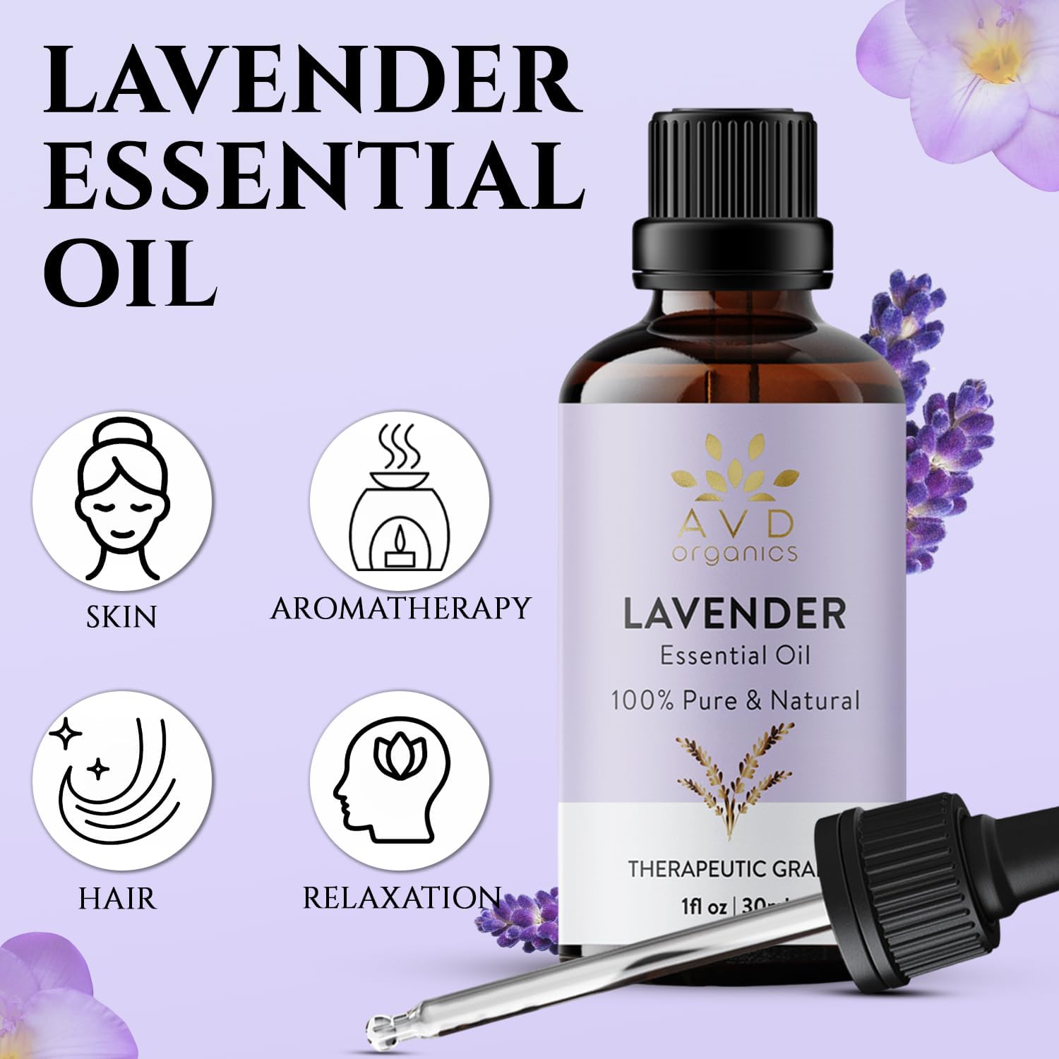AVD Organics Lavender Essential Oil 30ml – 100% Pure & Natural Lavender Oil for ... - Image 3